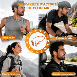 Ohayo écouteurs bleutooth sans fil sport, casque bleutooth v6.0, étanchéité ipx7, 10 heures d'autonomie, recharge rapide en 2 he