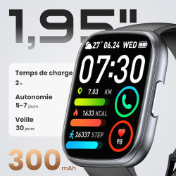 Cillso montre connectée homme femme 1,95" hd, smartwatch avec appels bleutooth, 112 modes sportifs, cardiofréquencemètre, spo2, 