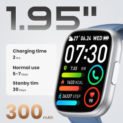 Cillso montre connectée homme femme 1,95" hd, smartwatch avec appels bleutooth, 112 modes sportifs, cardiofréquencemètre, spo2, 