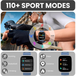 Cillso montre connectée homme femme 1,95" hd, smartwatch avec appels bleutooth, 112 modes sportifs, cardiofréquencemètre, spo2, 