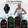 Cillso montre connectée homme femme 1,46" amoled, smartwatch avec appels bleutooth, 110 modes sportifs, cardiofréquencemètre, sp