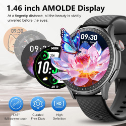 Cillso montre connectée homme femme 1,46" amoled, smartwatch avec appels bleutooth, 110 modes sportifs, cardiofréquencemètre, sp