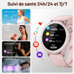 Cillso montre connectée homme femme 1,46" amoled, smartwatch avec appels bleutooth, 110 modes sportifs, cardiofréquencemètre, sp