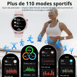 Cillso montre connectée homme femme 1,46" amoled, smartwatch avec appels bleutooth, 110 modes sportifs, cardiofréquencemètre, sp