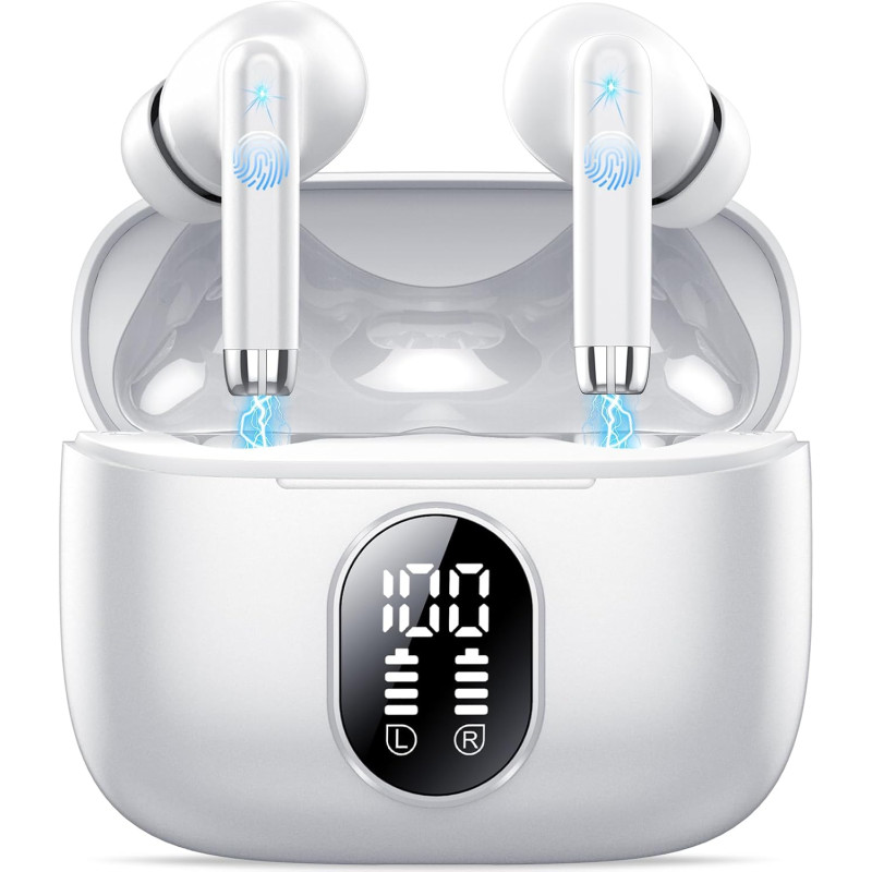 Qxq écouteurs bleutooth, nouveau ecouteurs bleutooth 5.4 sans fil avec hifi stéréo, 40h oreillette bleutooth enc réduction antib