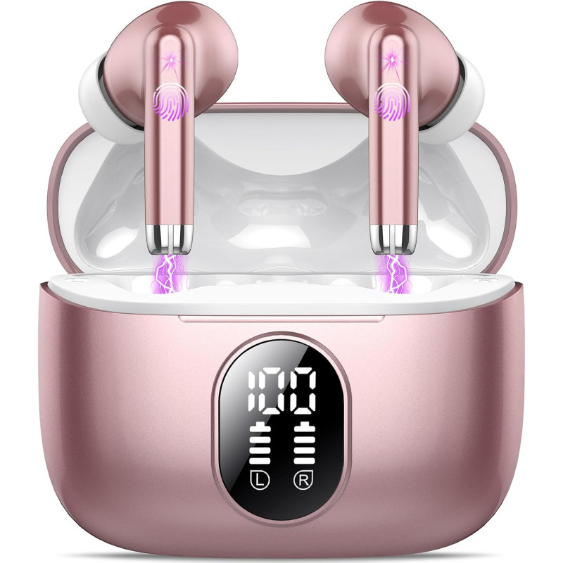 Qxq écouteurs bleutooth, nouveau ecouteurs bleutooth 5.4 sans fil avec hifi stéréo, 40h oreillette bleutooth enc réduction antib