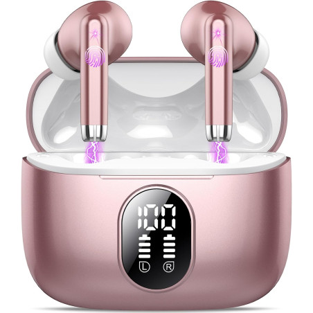 Qxq écouteurs bleutooth, nouveau ecouteurs bleutooth 5.4 sans fil avec hifi stéréo, 40h oreillette bleutooth enc réduction antib