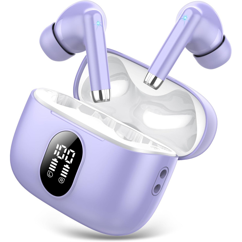 Qxq écouteurs bleutooth, ecouteurs bleutooth 5.4 sans fil avec hifi stéréo, 40h mini oreillette bleutooth enc réduction antibrui