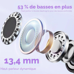 Qxq écouteurs bleutooth, ecouteurs bleutooth 5.4 sans fil avec hifi stéréo, 40h mini oreillette bleutooth enc réduction antibrui