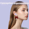 Qxq écouteurs bleutooth, ecouteurs bleutooth 5.4 sans fil avec hifi stéréo, 40h mini oreillette bleutooth enc réduction antibrui