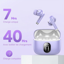 Qxq écouteurs bleutooth, ecouteurs bleutooth 5.4 sans fil avec hifi stéréo, 40h mini oreillette bleutooth enc réduction antibrui