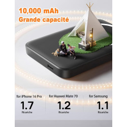 Batterie Externe Magnétique, Power Bank 10000mAh Compatible avec Mag-Safe, 20W Banque de Puissance à Charge Rapide Chargeur Indu