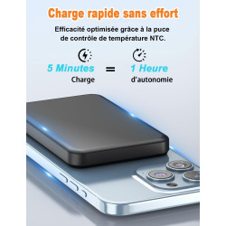 Batterie Externe Magnétique, Power Bank 10000mAh Compatible avec Mag-Safe, 20W Banque de Puissance à Charge Rapide Chargeur Indu