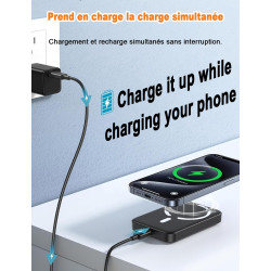 Batterie Externe Magnétique, Power Bank 10000mAh Compatible avec Mag-Safe, 20W Banque de Puissance à Charge Rapide Chargeur Indu