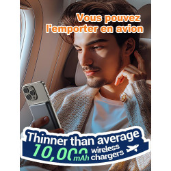 Batterie Externe Magnétique, Power Bank 10000mAh Compatible avec Mag-Safe, 20W Banque de Puissance à Charge Rapide Chargeur Indu