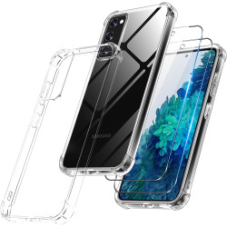 Vauki Coque pour Samsung Galaxy S20 FE 5G avec 2 Protection D'écran Verre Trempé, TPU Bumper Transparente Case, [Coussin d'air I