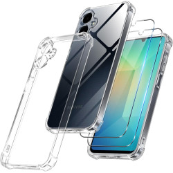 Vauki Coque pour Samsung Galaxy A06 4G/5G avec 2 Protection D'écran Verre Trempé, TPU Bumper Transparente Case, [Coussin d'air I