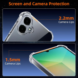 Vauki Coque pour Samsung Galaxy A06 4G/5G avec 2 Protection D'écran Verre Trempé, TPU Bumper Transparente Case, [Coussin d'air I