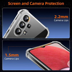 Vauki Coque pour Samsung Galaxy A13 4G avec 2 Protection D'écran Verre Trempé, TPU Bumper Transparente Case, [Coussin d'air Inté