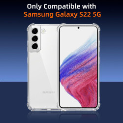 Vauki pour Samsung Galaxy S22 5G Coque avec 2 Protection D'écran Verre Trempé, TPU Bumper Transparente Case, [Coussin d'air Inté