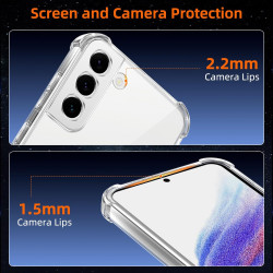 Vauki pour Samsung Galaxy S22 5G Coque avec 2 Protection D'écran Verre Trempé, TPU Bumper Transparente Case, [Coussin d'air Inté