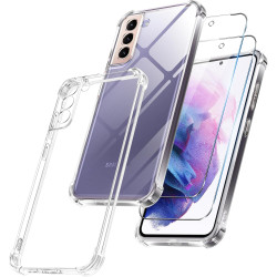 Vauki Coque pour Samsung Galaxy S22+/S22 Plus 5G avec 2 Protection D'écran Verre Trempé, TPU Bumper Transparente Case, [Coussin 