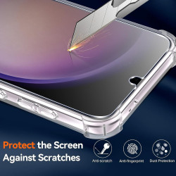 Vauki Coque pour Samsung Galaxy S23 5G avec 2 Protection D'écran Verre Trempé, TPU Bumper Transparente Case, [Coussin d'air Inté