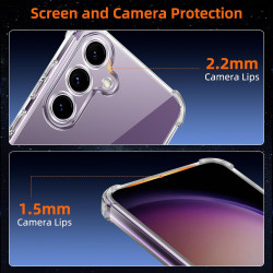 Vauki Coque pour Samsung Galaxy S23 FE 5G avec 2 Protection D'écran Verre Trempé, TPU Bumper Transparente Case, [Coussin d'air I