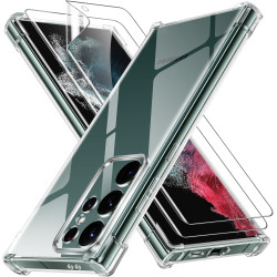 Vauki Coque pour Samsung Galaxy S23 Ultra 5G avec 2 HD Clair Hydrogel Doux Film Protection Écran et 1 Applicateur, TPU Bumper Tr