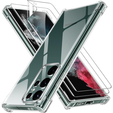 Vauki Coque pour Samsung Galaxy S23 Ultra 5G avec 2 HD Clair Hydrogel Doux Film Protection Écran et 1 Applicateur, TPU Bumper Tr