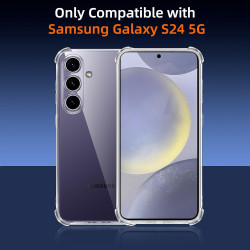 Vauki Coque pour Samsung Galaxy S24 5G avec 2 Protection D'écran Verre Trempé, TPU Bumper Transparente Case, [Coussin d'air Inté