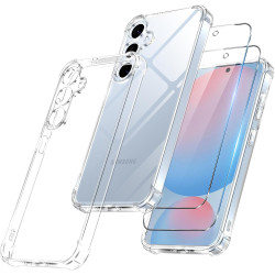 Vauki Coque pour Samsung Galaxy S24 FE 5G avec 2 Protection D'écran Verre Trempé, TPU Bumper Transparente Case, [Coussin d'air I