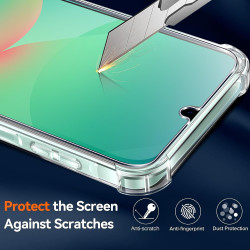 Vauki pour Samsung Galaxy A26 5G Coque avec 2 Protection D'écran Verre Trempé, TPU Bumper Transparente Case, [Coussin d'air Inté