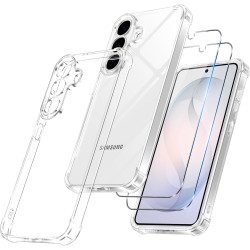 Vauki Coque pour Samsung Galaxy S26 avec 2 Protection D'écran Verre Trempé, TPU Bumper Transparente Case, [Coussin d'air Intégré