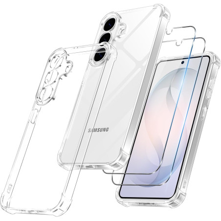 Vauki Coque pour Samsung Galaxy S26 avec 2 Protection D'écran Verre Trempé, TPU Bumper Transparente Case, [Coussin d'air Intégré