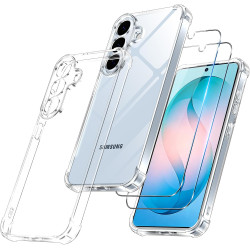 Vauki Coque pour Samsung Galaxy S26+ / S26 Plus 5G avec 2 Protection D'écran Verre Trempé, TPU Bumper Transparente Case, [Coussi