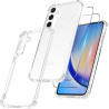 Vauki Coque pour Samsung Galaxy A34 5G avec 2 Protection D'écran Verre Trempé, TPU Bumper Transparente Case, [Coussin d'air Inté