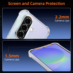 Vauki Coque pour Samsung Galaxy A36 5G avec 3 Protection D'écran Verre Trempé, TPU Bumper Transparente Case, [Coussin d'air Inté