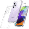 Vauki pour Samsung Galaxy A52 4G/5G / A52S 5G Coque avec 2 Protection D'écran Verre Trempé, TPU Bumper Transparente Case, [Couss