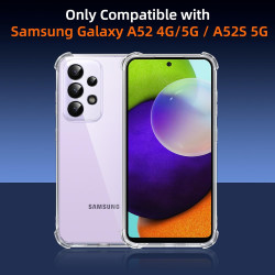 Vauki pour Samsung Galaxy A52 4G/5G / A52S 5G Coque avec 2 Protection D'écran Verre Trempé, TPU Bumper Transparente Case, [Couss