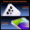 Vauki pour Samsung Galaxy A52 4G/5G / A52S 5G Coque avec 2 Protection D'écran Verre Trempé, TPU Bumper Transparente Case, [Couss