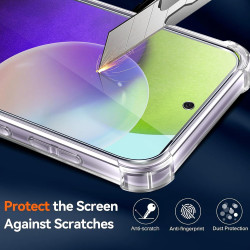 Vauki pour Samsung Galaxy A52 4G/5G / A52S 5G Coque avec 2 Protection D'écran Verre Trempé, TPU Bumper Transparente Case, [Couss