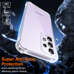 Vauki pour Samsung Galaxy A52 4G/5G / A52S 5G Coque avec 2 Protection D'écran Verre Trempé, TPU Bumper Transparente Case, [Couss