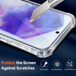 Vauki Coque pour Samsung Galaxy A55 5G avec 2 Protection D'écran Verre Trempé, TPU Bumper Transparente Case, [Coussin d'air Inté