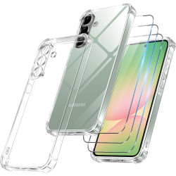 Vauki Coque pour Samsung Galaxy A56 5G avec 3 Protection D'écran Verre Trempé, TPU Bumper Transparente Case, [Coussin d'air Inté