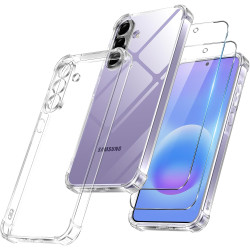 Vauki Coque pour Samsung Galaxy A57 avec 2 Protection D'écran Verre Trempé, TPU Bumper Transparente Case, [Coussin d'air Intégré