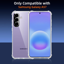 Vauki Coque pour Samsung Galaxy A57 avec 2 Protection D'écran Verre Trempé, TPU Bumper Transparente Case, [Coussin d'air Intégré