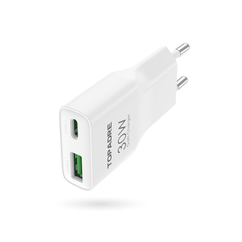 TOPADRE Chargeur USB C 30W Mini, Prise USB C Compact pour iPhone, 2 Ports Chargeur Rapide, Adaptateur Secteur USB C pour iPhone 