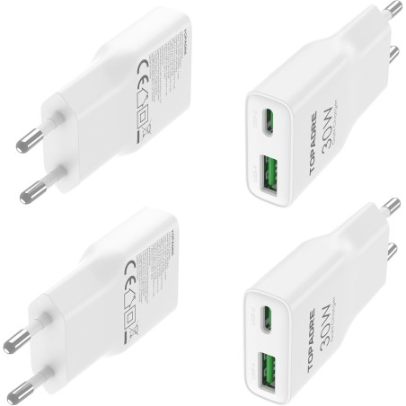 TOPADRE 4-Pack Chargeur USB C 30W Mini, Prise USB C Compact pour iPhone, Chargeur Rapide, Adaptateur Secteur USB C pour iPhone 1
