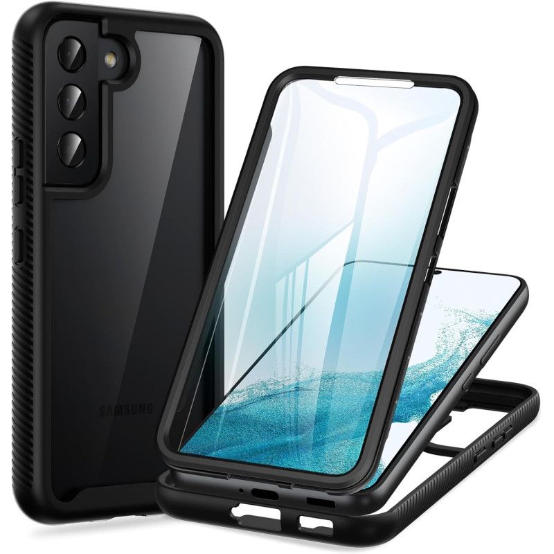 ZhuoFan Coque pour Samsung Galalxy S22 5G avec Protection D'écran Intégré,360° Integrale Antichoc Anti-Rayures Transparent Rigid